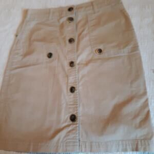 Nautica Women's Button-up Pencil Skirt Size 0 Beige Pleated Back Hemline